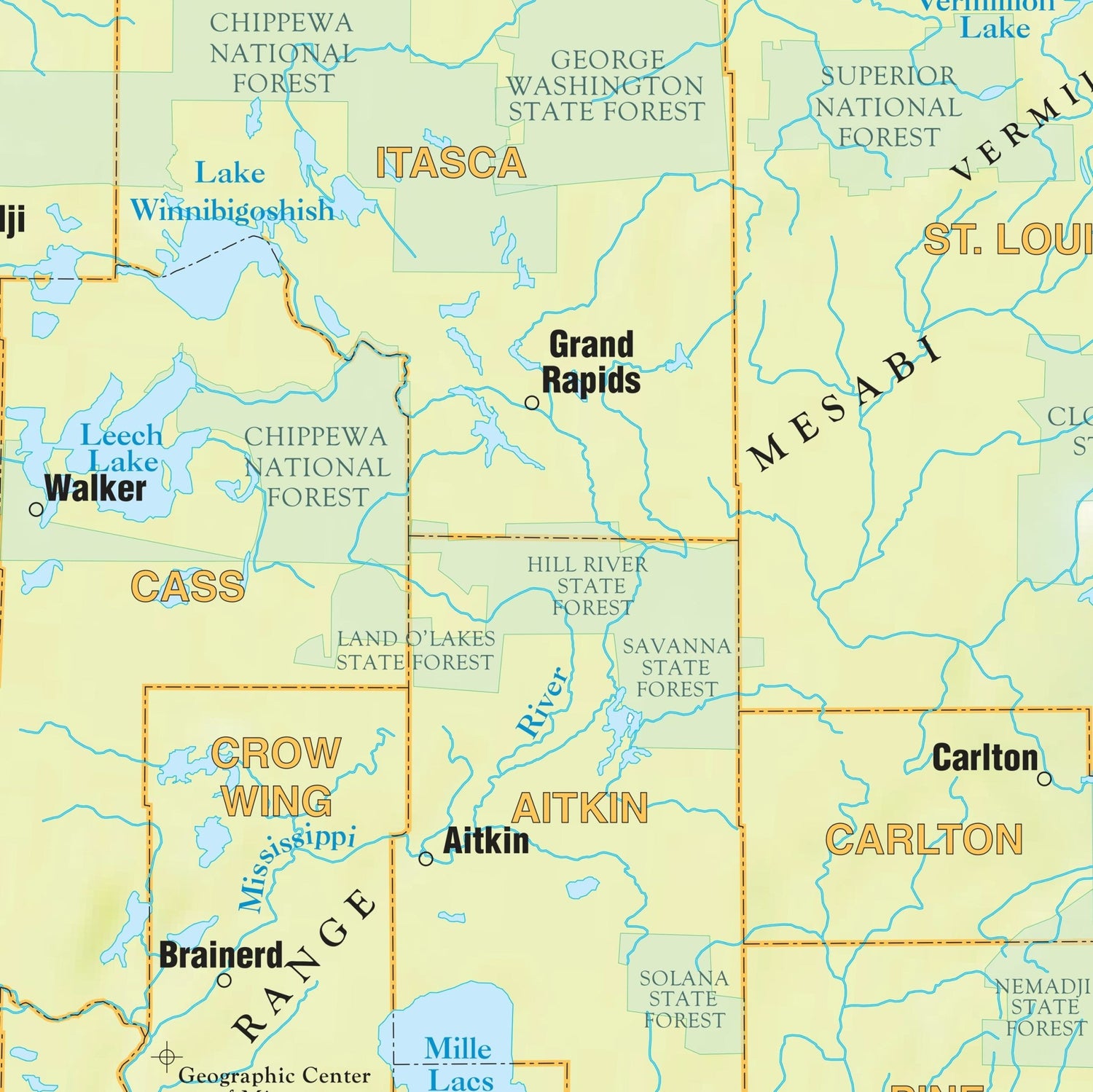 Minnesota Shaded Relief State Wall Map - Ultimate Globes - POD - KA - S - MN - SHR - 28X38 - PAPER - Ultimate Globes