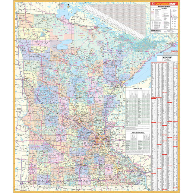 Minnesota State Wall Map - Ultimate Globes - POD - KA - S - MN - WALL - PAPER - Ultimate Globes
