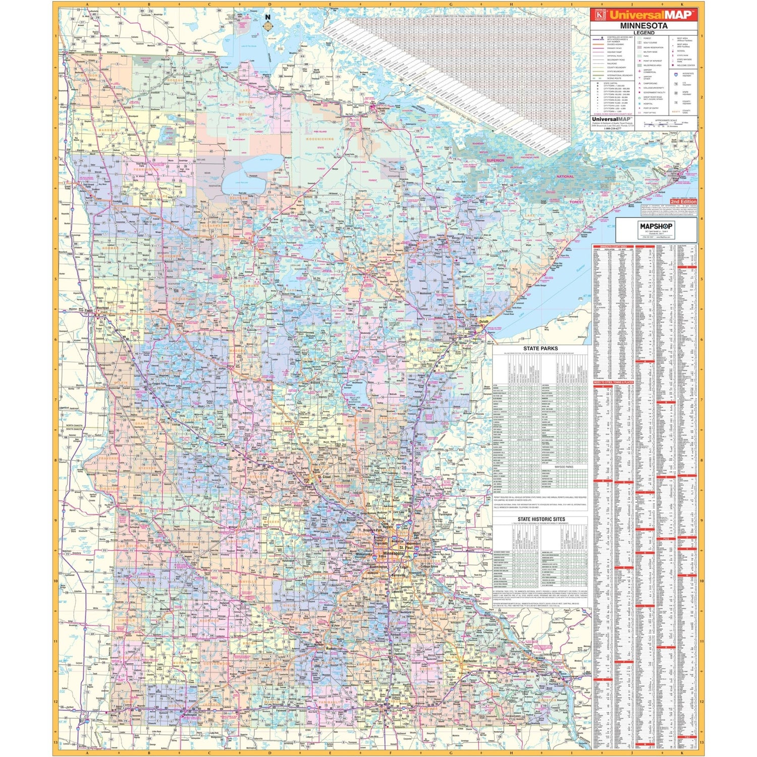Minnesota State Wall Map - Ultimate Globes - POD - KA - S - MN - WALL - PAPER - Ultimate Globes
