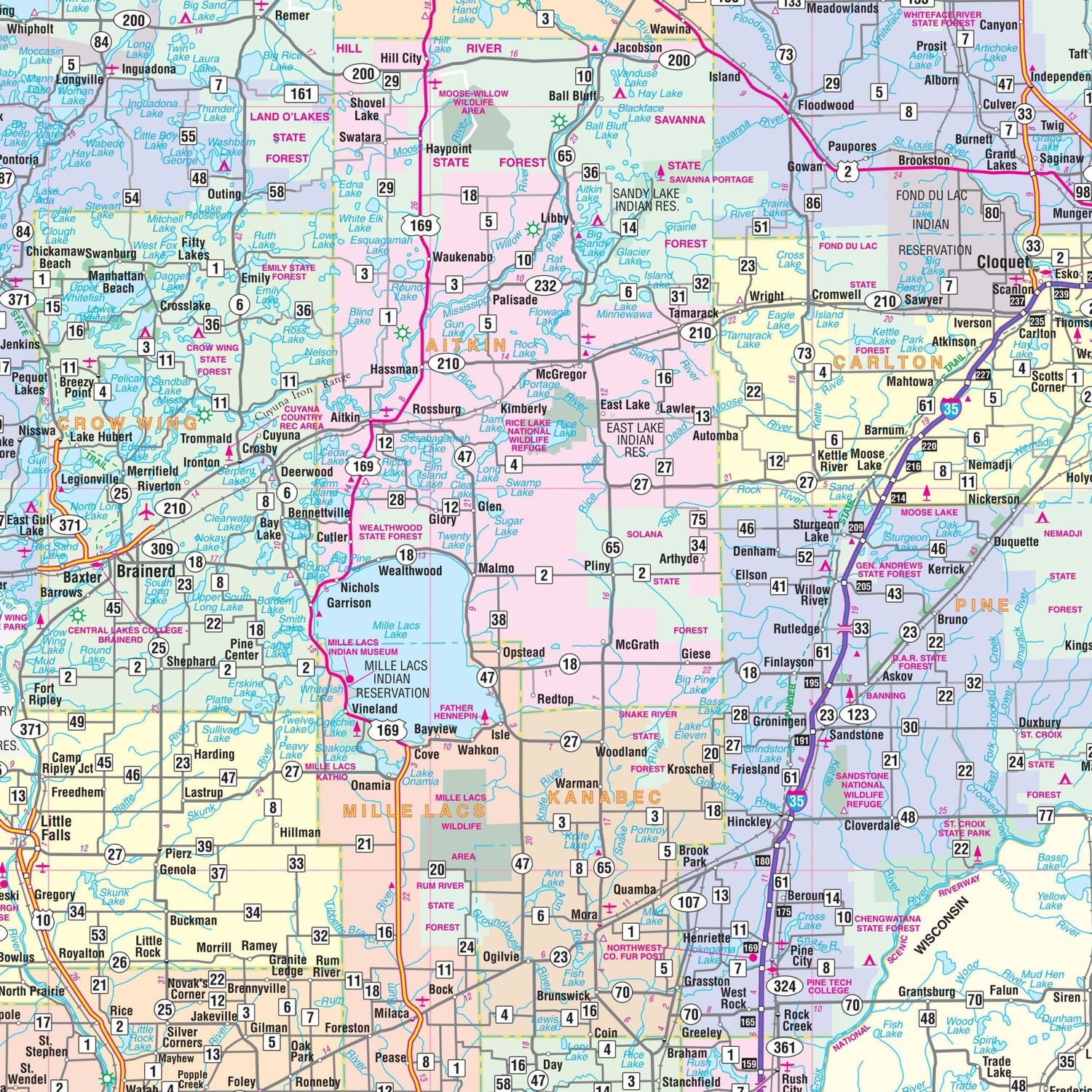 Minnesota State Wall Map - Ultimate Globes - POD - KA - S - MN - WALL - PAPER - Ultimate Globes