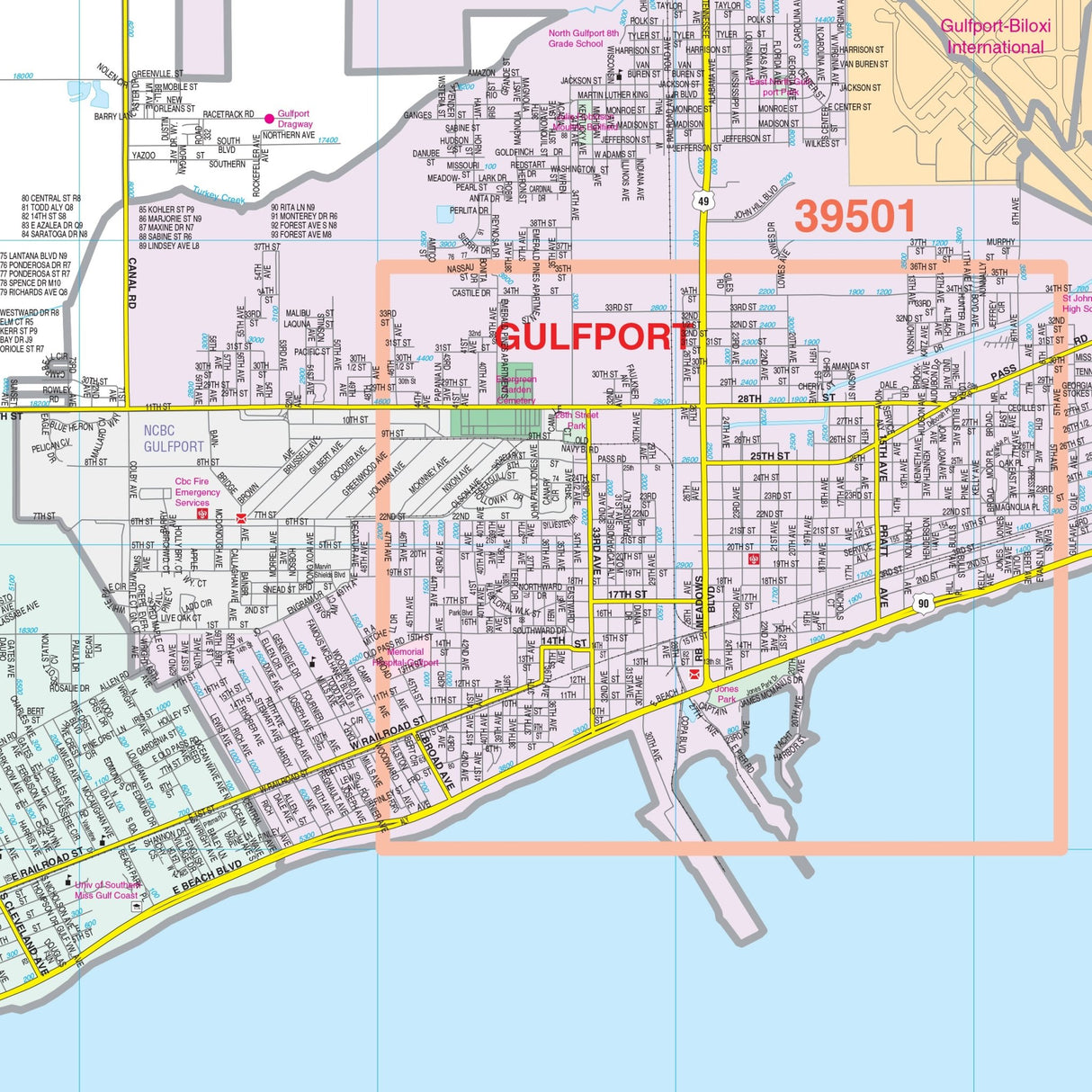 Misssissippi Gulf Coast Regional Wall Map - Ultimate Globes - POD - KA - R - MS - GULFCOAST - PAPER - Ultimate Globes