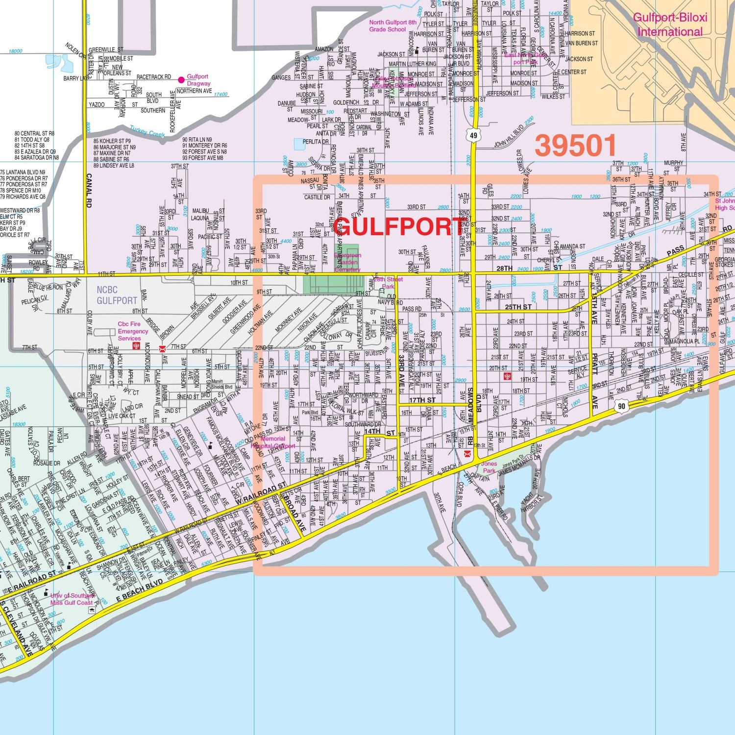 Misssissippi Gulf Coast Regional Wall Map - Ultimate Globes - POD - KA - R - MS - GULFCOAST - PAPER - Ultimate Globes