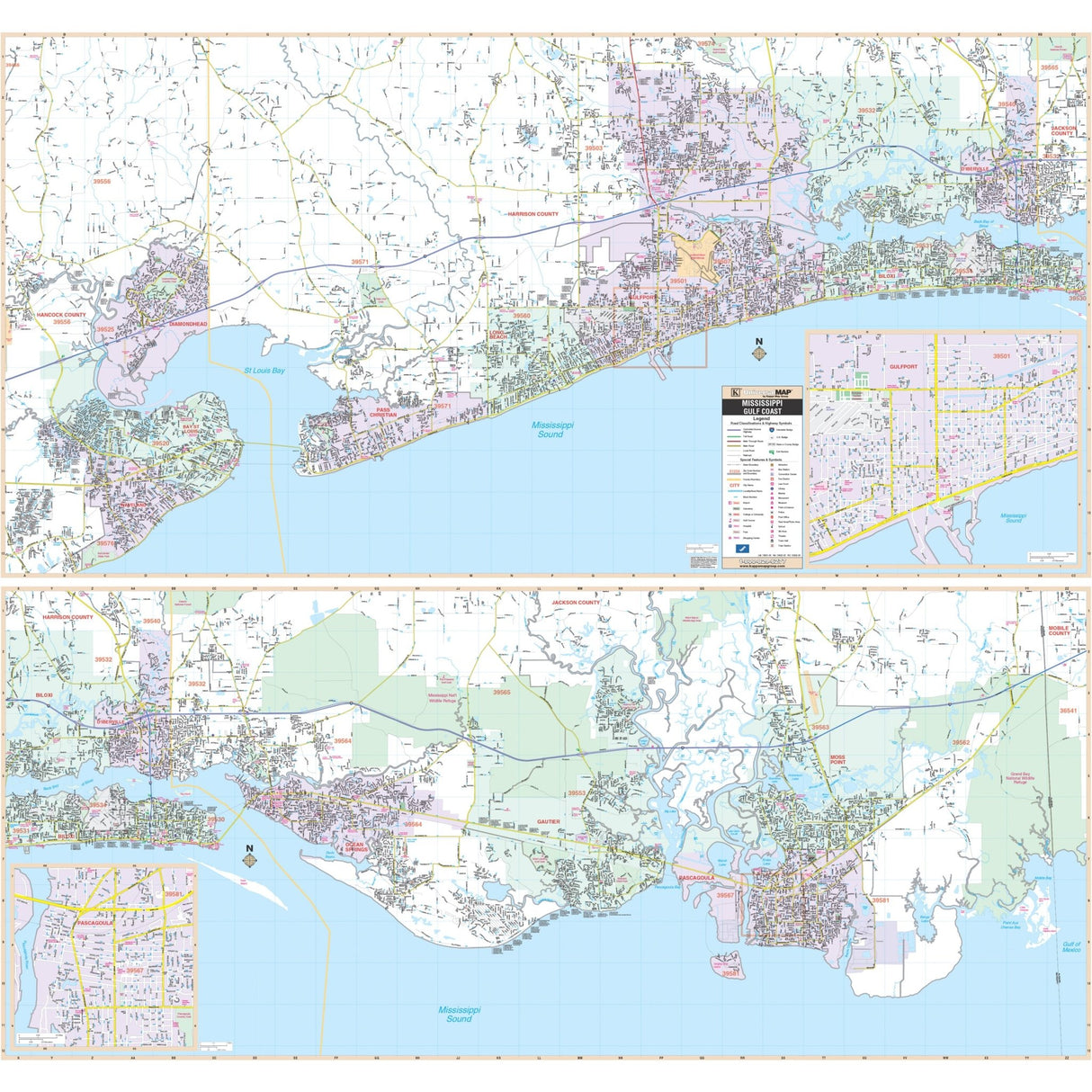 Misssissippi Gulf Coast Regional Wall Map - Ultimate Globes - POD - KA - R - MS - GULFCOAST - PAPER - Ultimate Globes