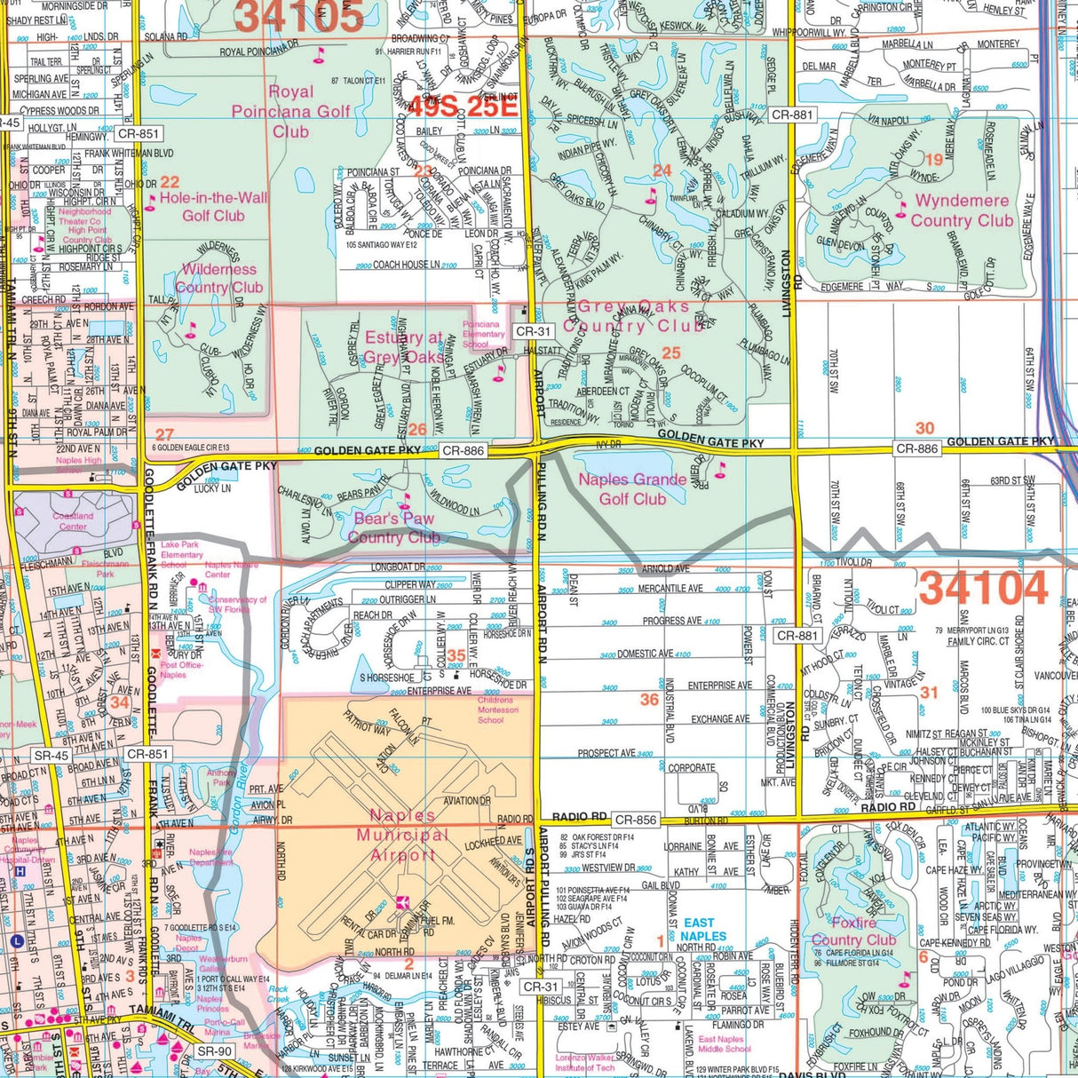 Naples & Collier County, FL Wall Map - Ultimate Globes - POD - KA - C - FL - NAPLES - PAPER - Ultimate Globes