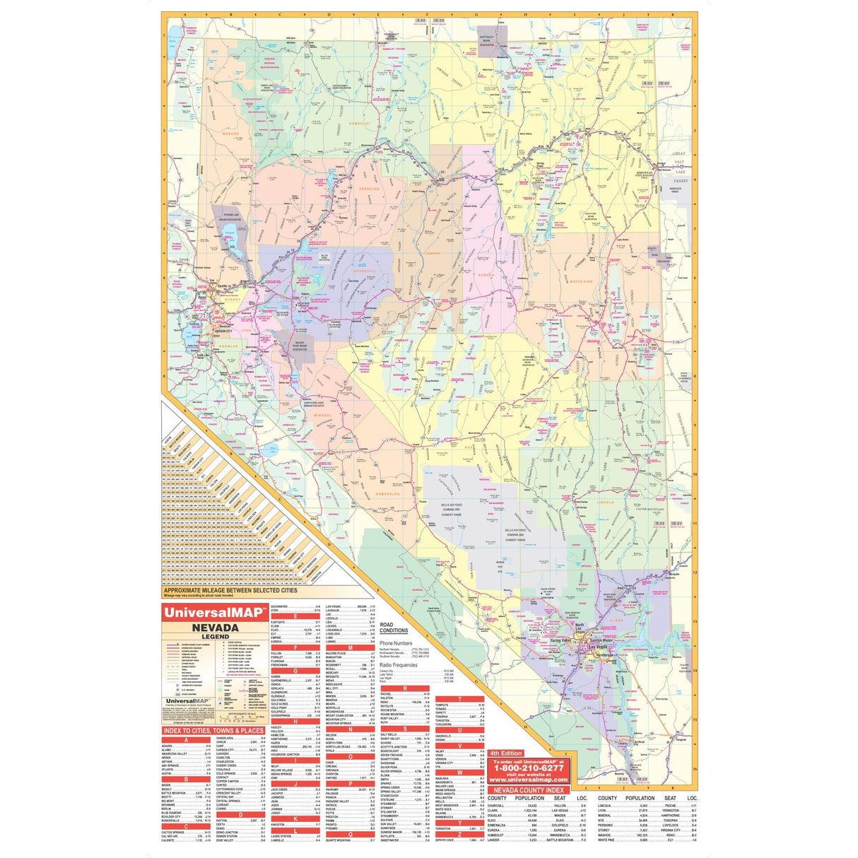 Nevada State Wall Map - Ultimate Globes - POD - KA - S - NV - WALL - PAPER - Ultimate Globes