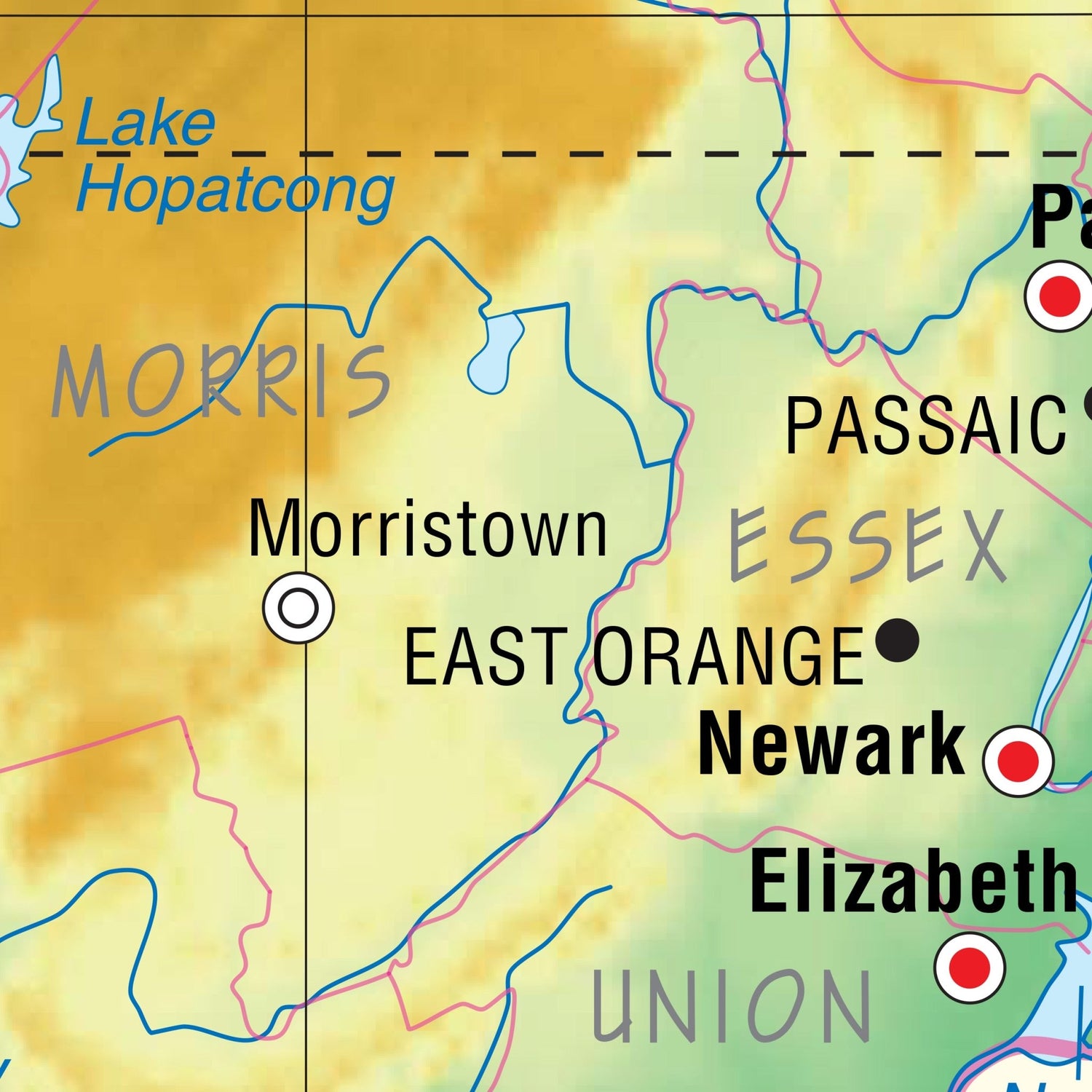 New Jersey Intermediate Thematic State Wall Map - Ultimate Globes - POD - KA - S - NJ - INTER - PAPER - Ultimate Globes