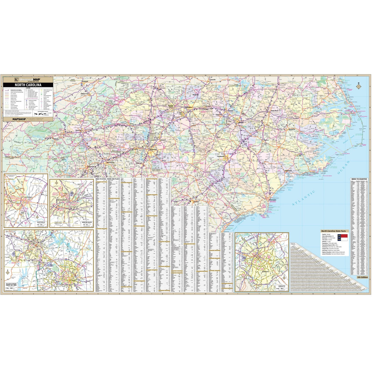 North Carolina State Wall Map - Ultimate Globes - POD - KA - S - NC - WALL - PAPER - Ultimate Globes