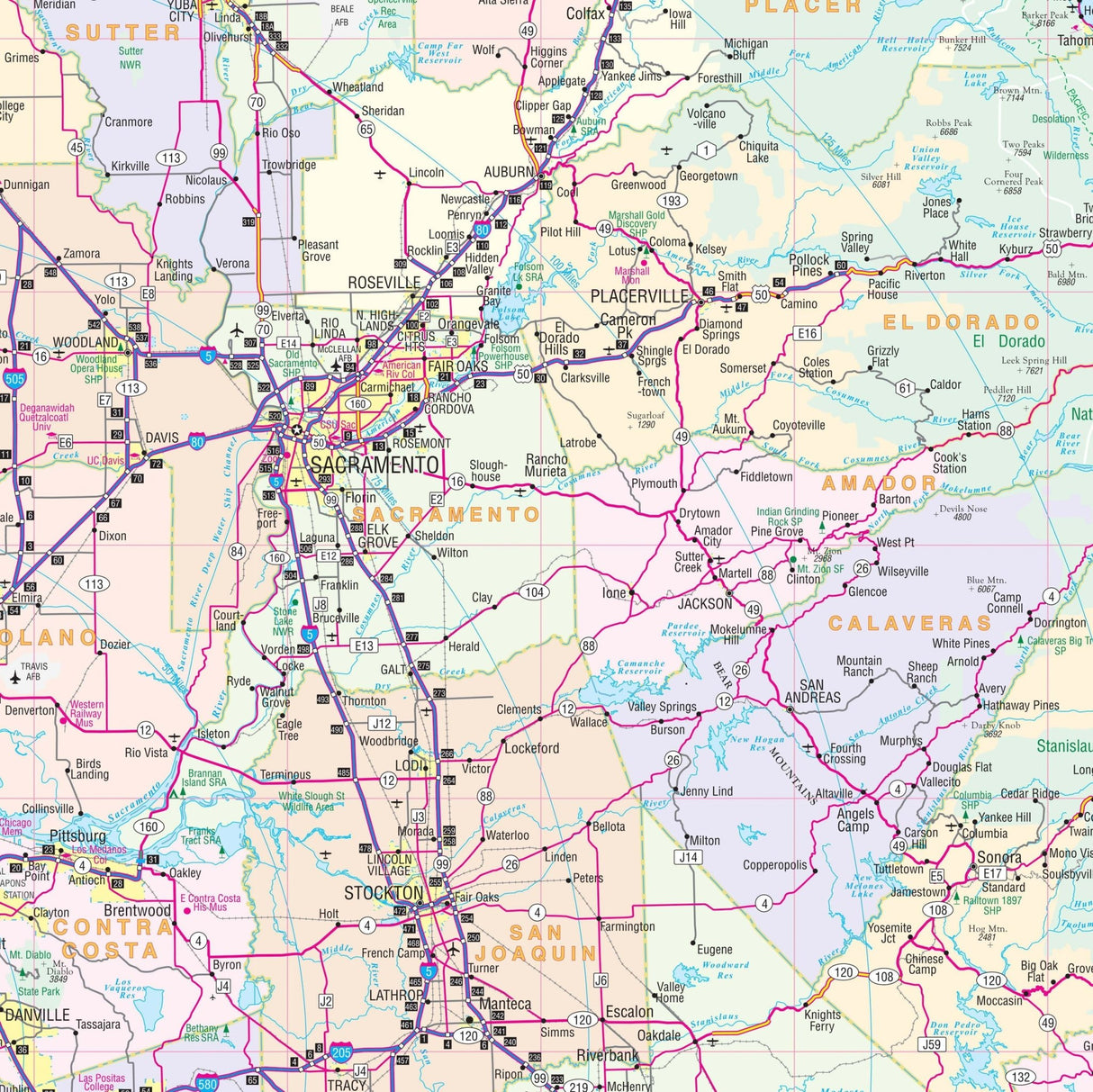 North Central California Regional Wall Map - Ultimate Globes - POD - KA - R - CA - NORTHCENTRAL - PAPER - Ultimate Globes