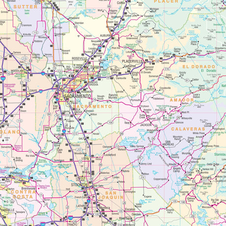 North Central California Regional Wall Map - Ultimate Globes - POD - KA - R - CA - NORTHCENTRAL - PAPER - Ultimate Globes