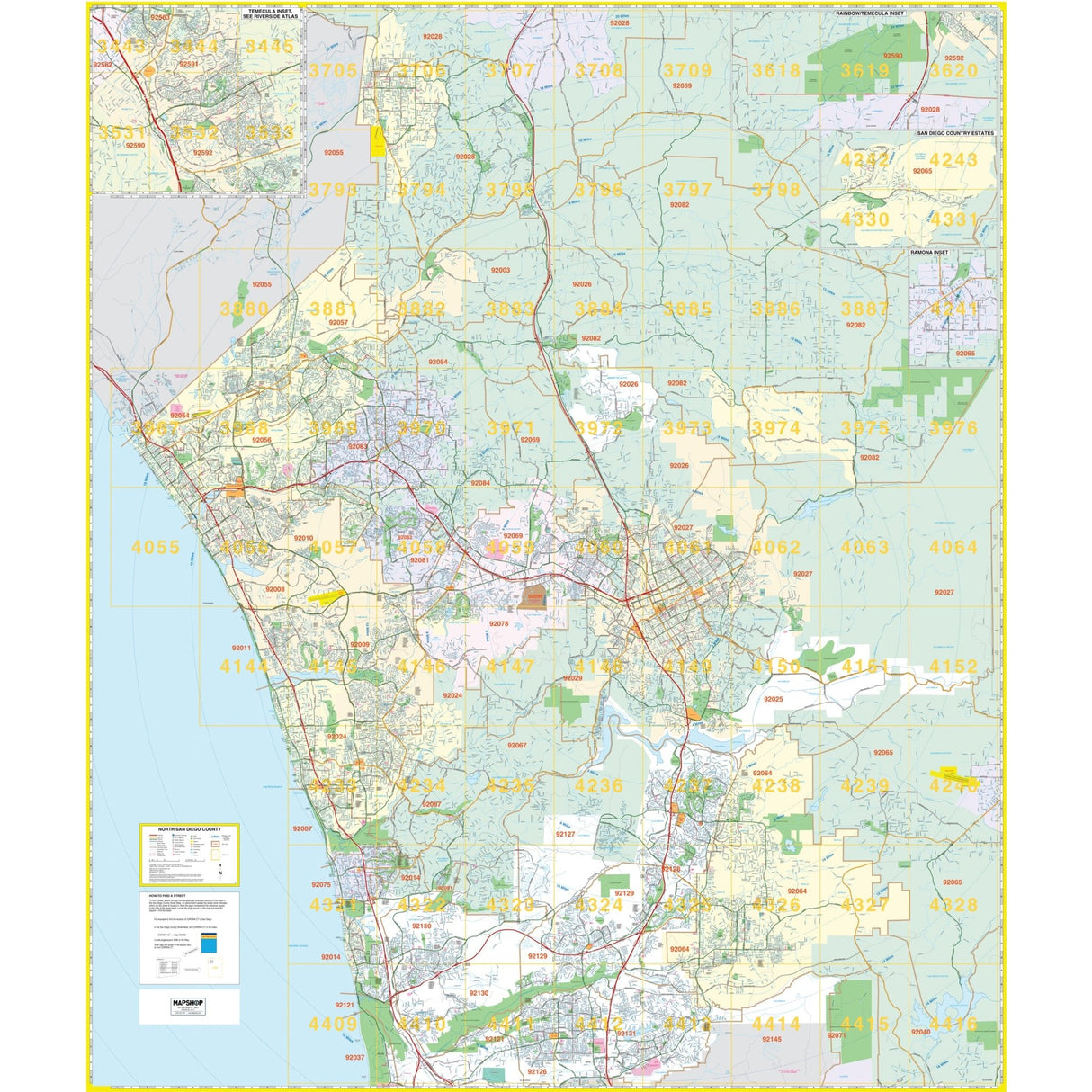 Northern San Diego County Wall Map - Ultimate Globes - POD - KA - C - CA - SANDIEGONORTH - PAPER - Ultimate Globes