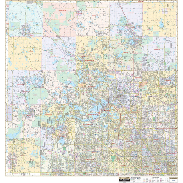 Oakland County, MI Wall Map - Ultimate Globes - POD - KA - C - MI - OAKLAND - PAPER - Ultimate Globes