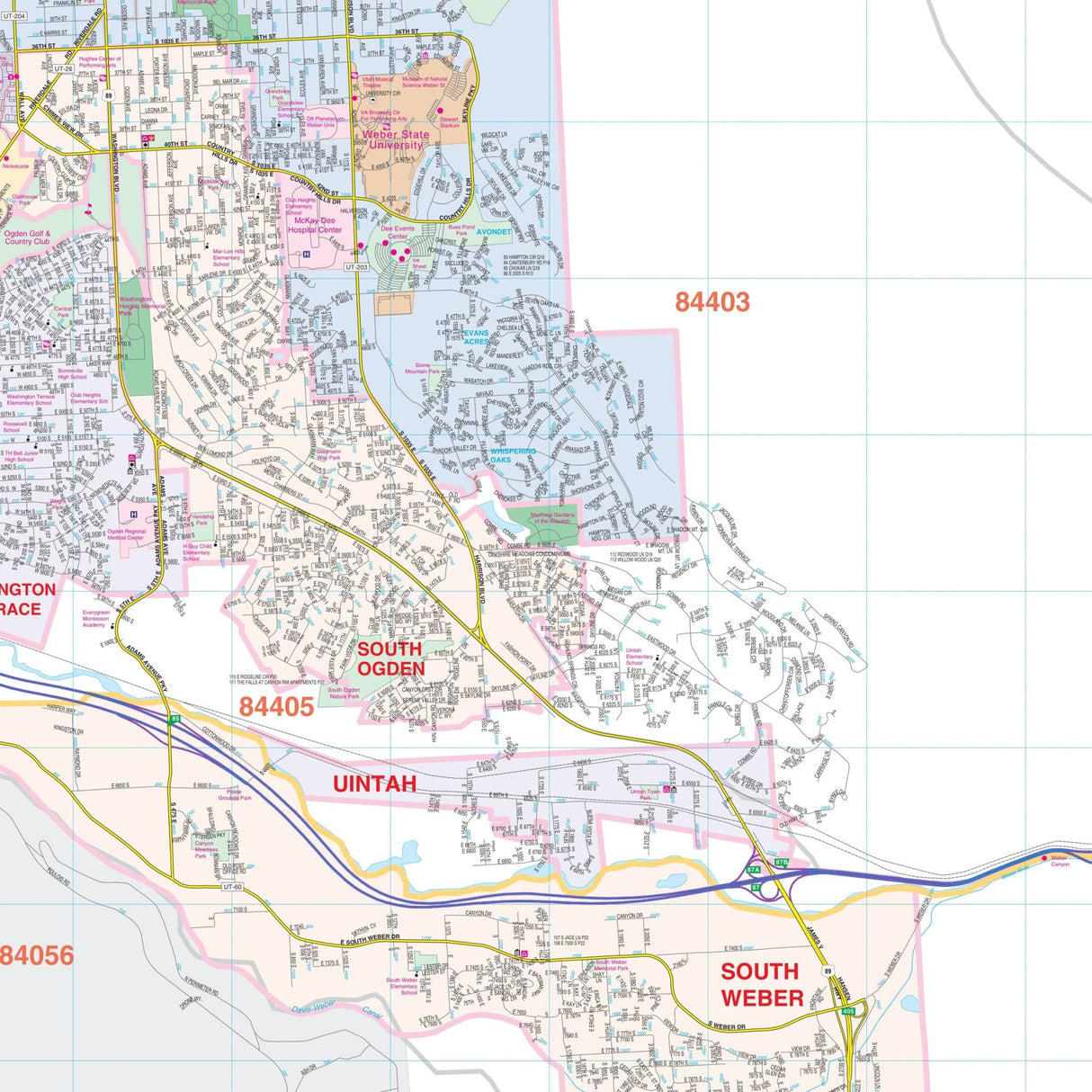 Ogden, UT Wall Map - Ultimate Globes - POD - KA - C - UT - OGDEN - PAPER - Ultimate Globes