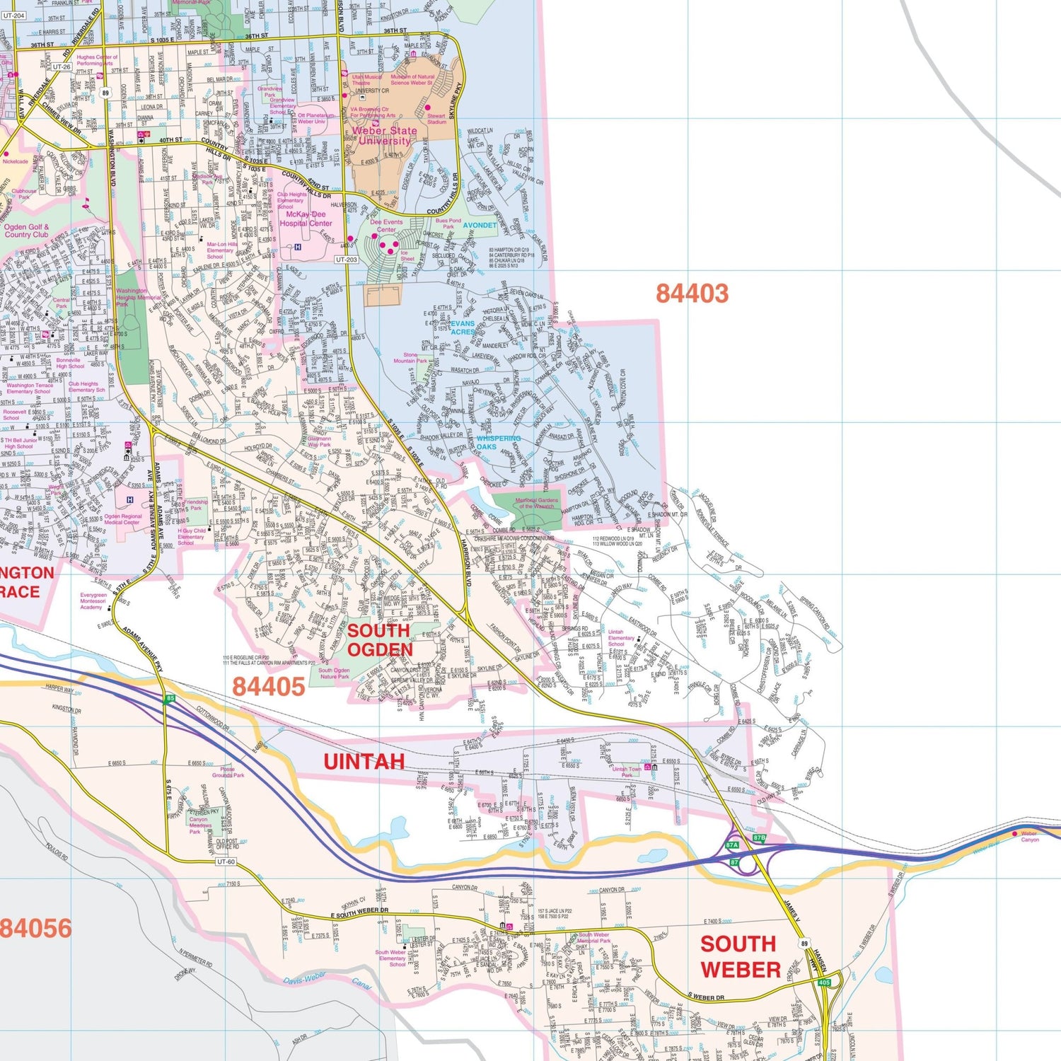 Ogden, UT Wall Map - Ultimate Globes - POD - KA - C - UT - OGDEN - PAPER - Ultimate Globes