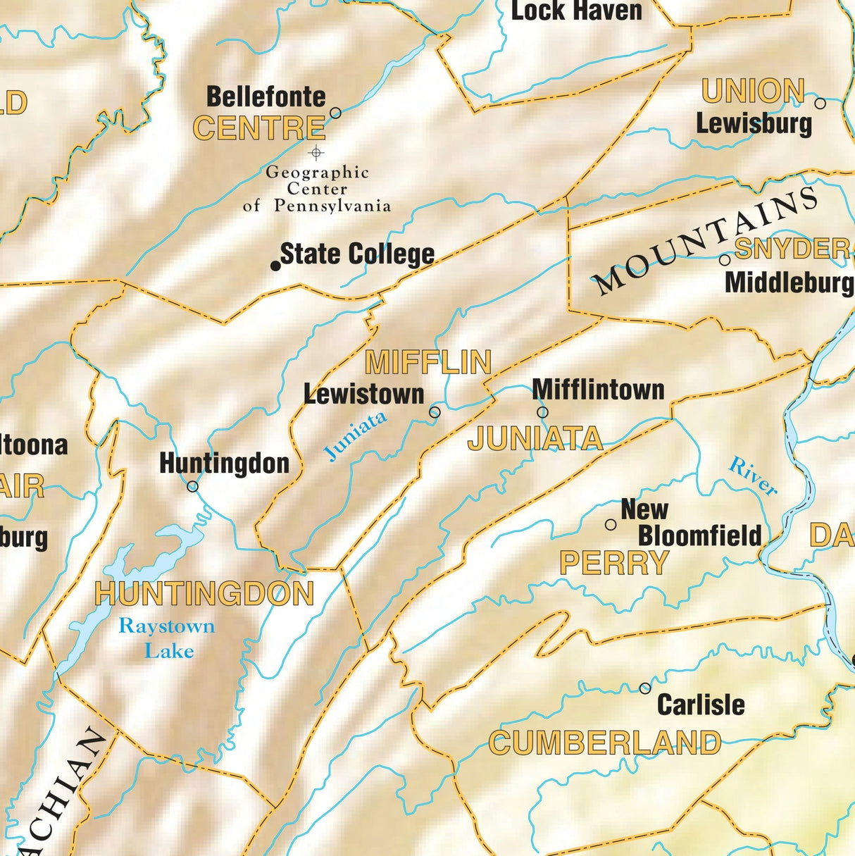 Pennsylvania Shaded Relief State Wall Map - Ultimate Globes - POD - KA - S - PA - SHR - 38X28 - PAPER - Ultimate Globes