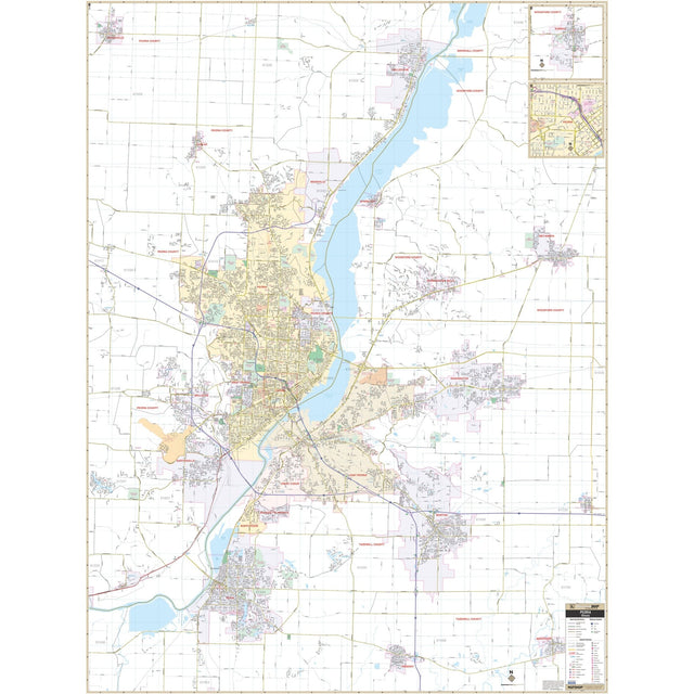 Peoria, IL Wall Map - Ultimate Globes - POD - KA - C - IL - PEORIA - PAPER - Ultimate Globes