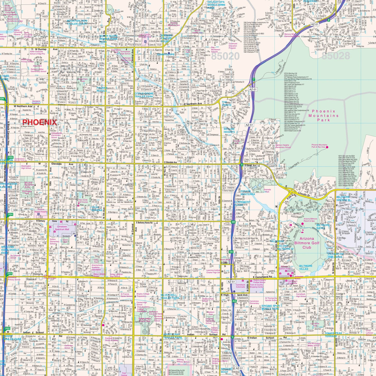 Phoenix, AZ Wall Map - Ultimate Globes - POD - KA - C - AZ - PHOENIX - LAMINATED - Ultimate Globes