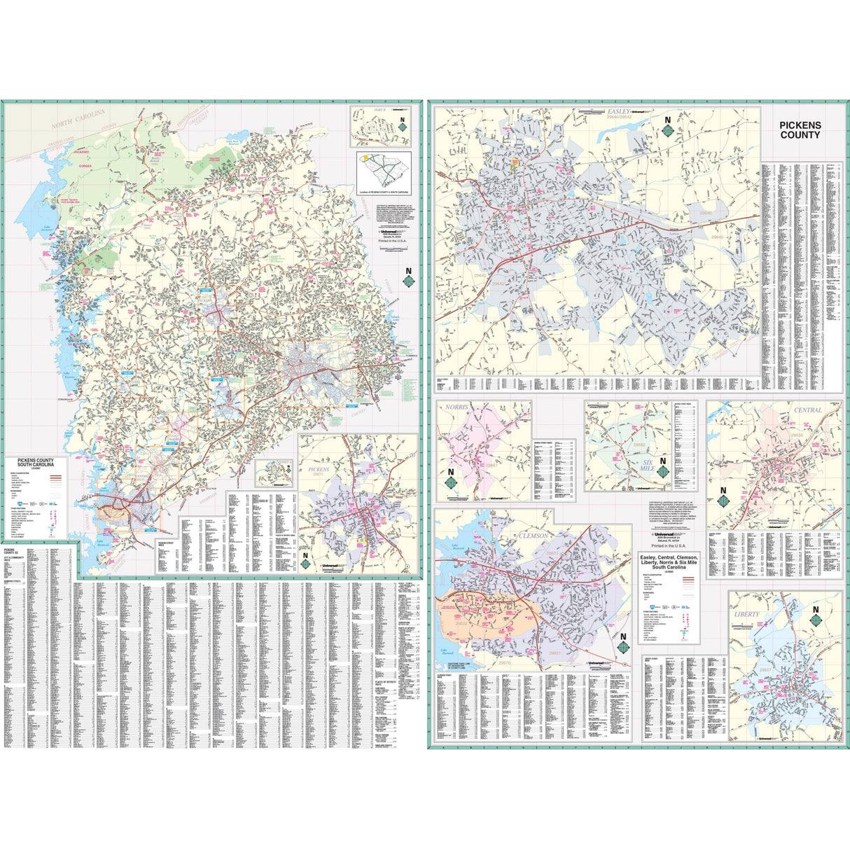 Pickens, SC Wall Map - Ultimate Globes - POD - KA - C - SC - PICKENS - PAPER - Ultimate Globes