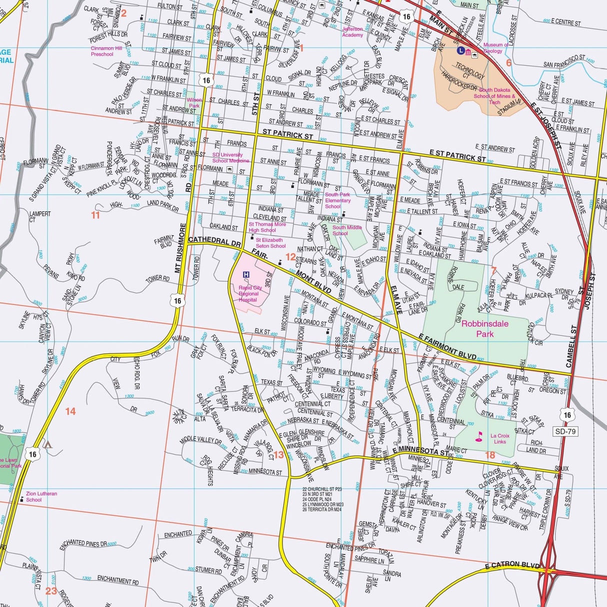 Rapid City, South Dakota Wall Map - Ultimate Globes - POD - KA - C - SD - RAPIDCITY - PAPER - Ultimate Globes