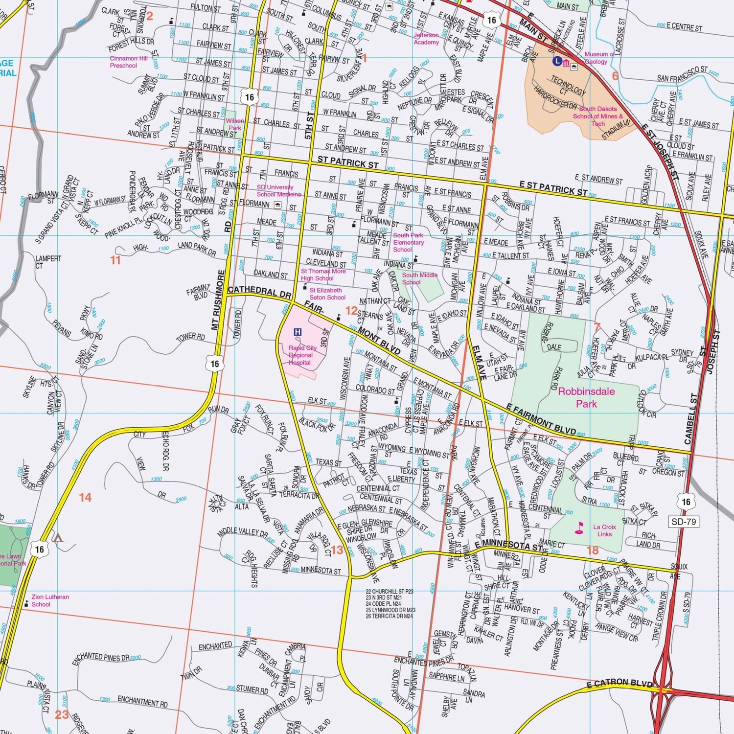Rapid City, South Dakota Wall Map - Ultimate Globes - POD - KA - C - SD - RAPIDCITY - PAPER - Ultimate Globes