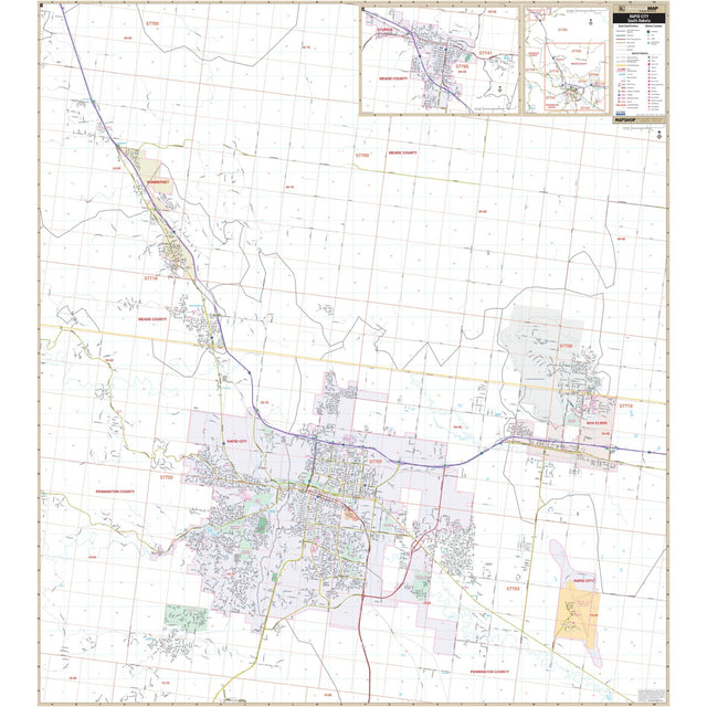 Rapid City, South Dakota Wall Map - Ultimate Globes - POD - KA - C - SD - RAPIDCITY - PAPER - Ultimate Globes