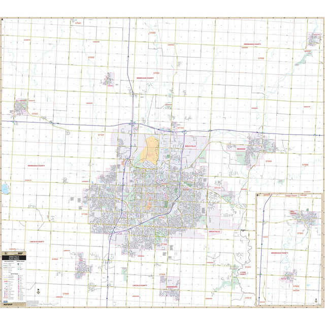 Sioux Falls, SD Wall Map - Ultimate Globes - POD - KA - C - SD - SIOUXFALLS - PAPER - Ultimate Globes