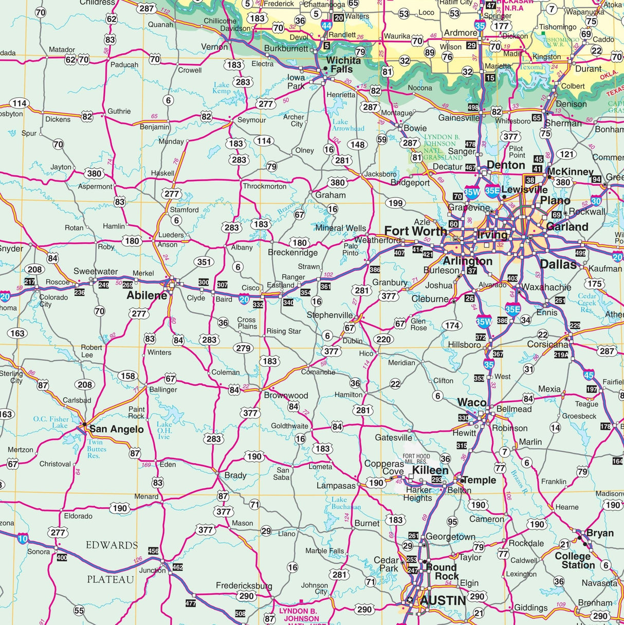 South Central United States Regional Wall Map - Ultimate Globes - POD - KA - R - US - SOUTHCENTRAL - PAPER - Ultimate Globes