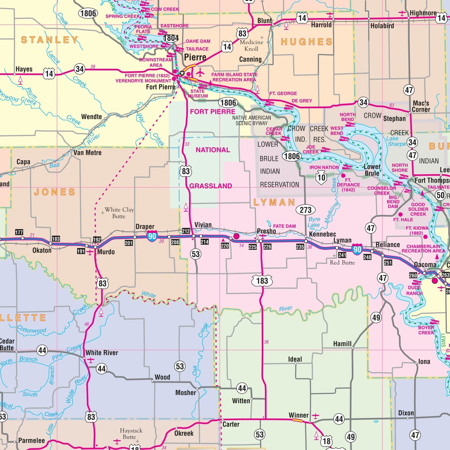 South Dakota State Wall Map - Ultimate Globes - POD - KA - S - SD - WALL - PAPER - Ultimate Globes