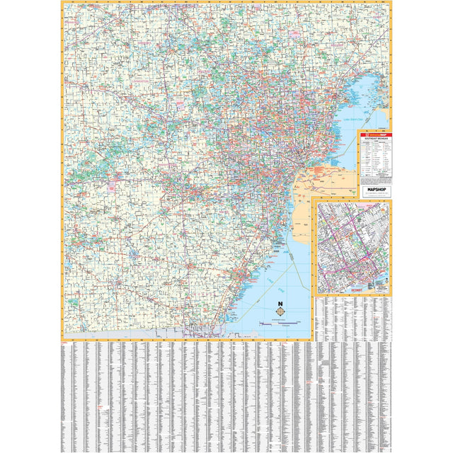 Southeast Michigan Regional Wall Map - Ultimate Globes - POD - KA - R - MI - SOUTHEAST - PAPER - Ultimate Globes
