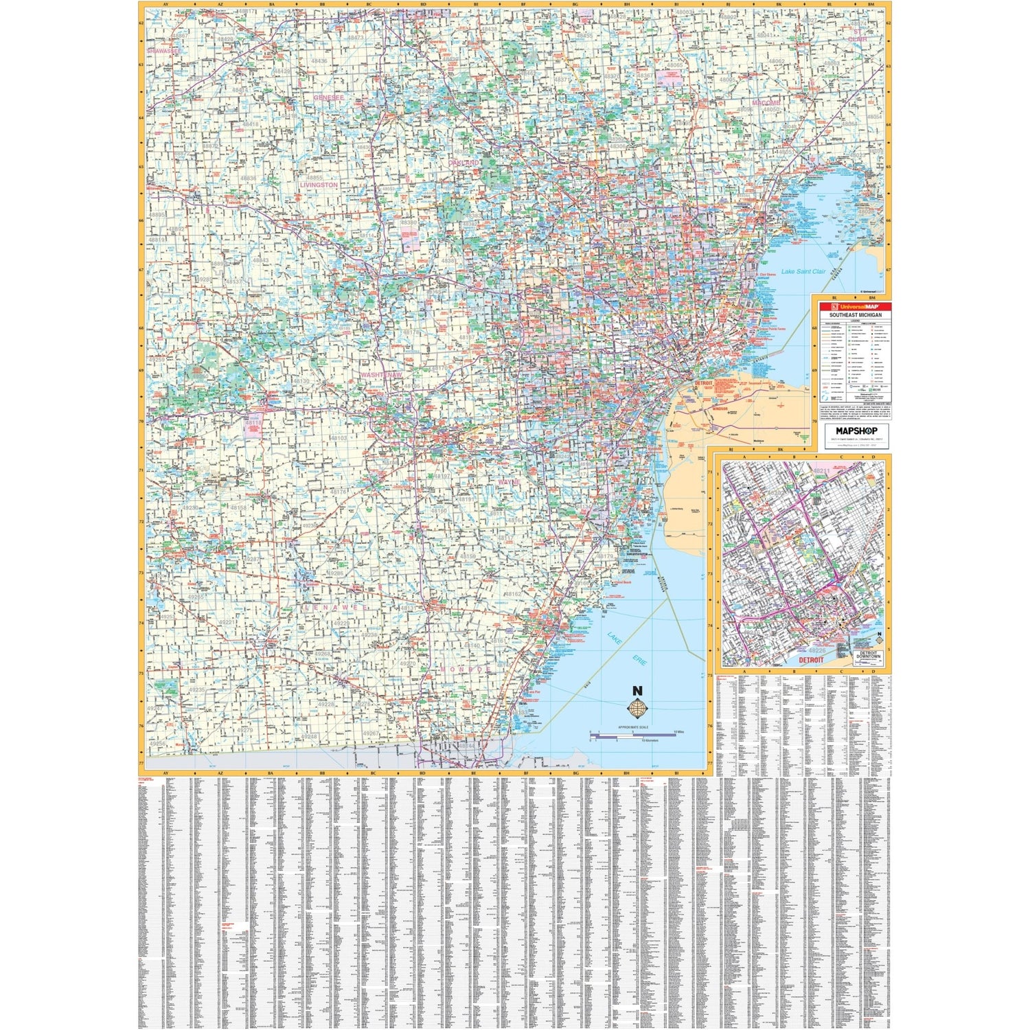 Southeast Michigan Regional Wall Map - Ultimate Globes - POD - KA - R - MI - SOUTHEAST - PAPER - Ultimate Globes
