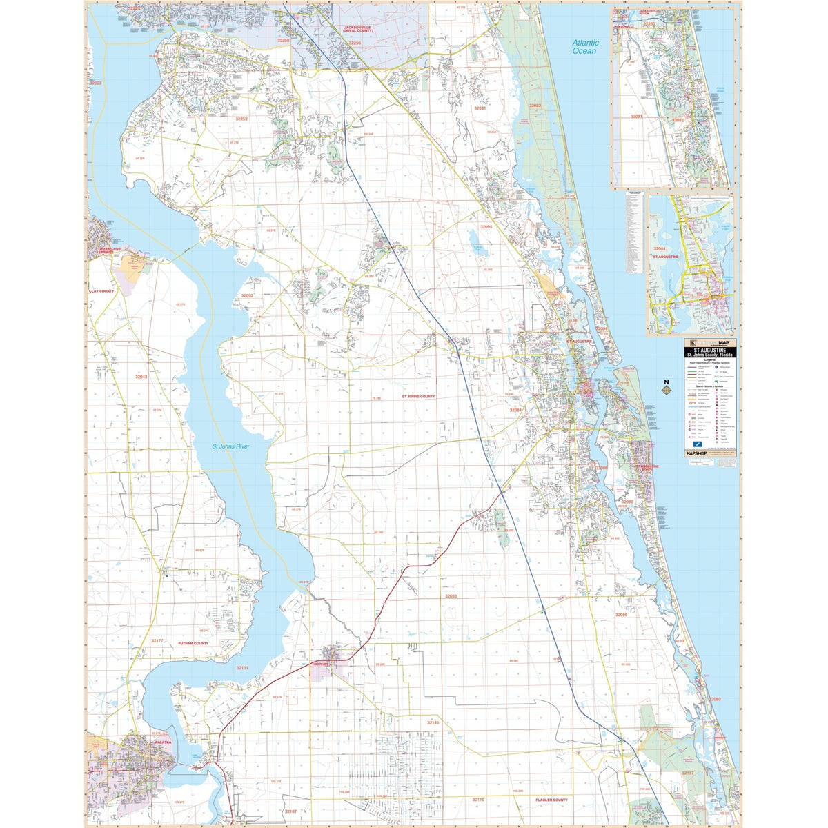 St Augustine FL Wall Map » Shop City & County Maps – Ultimate Globes