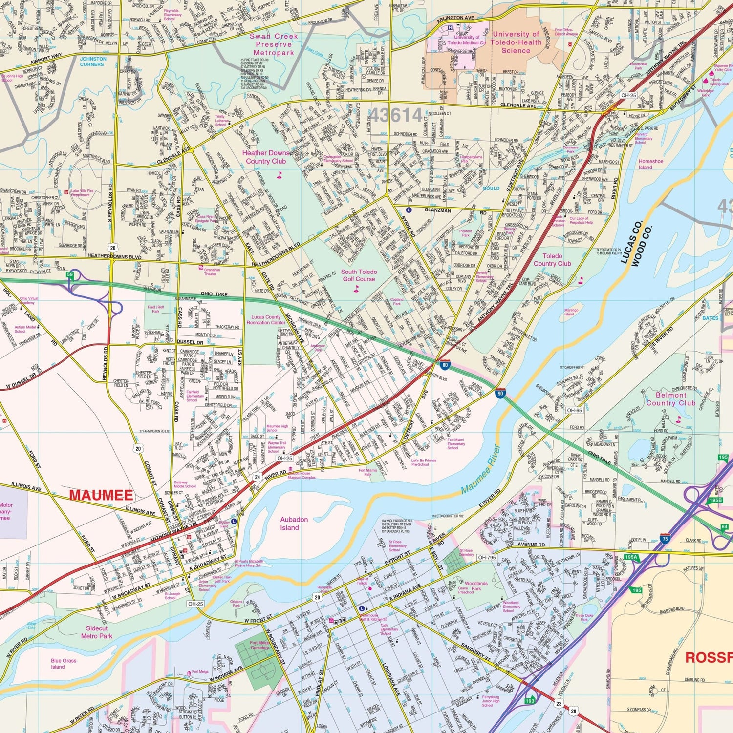 Toledo, OH Wall Map - Ultimate Globes - POD - KA - C - OH - TOLEDO - PAPER - Ultimate Globes