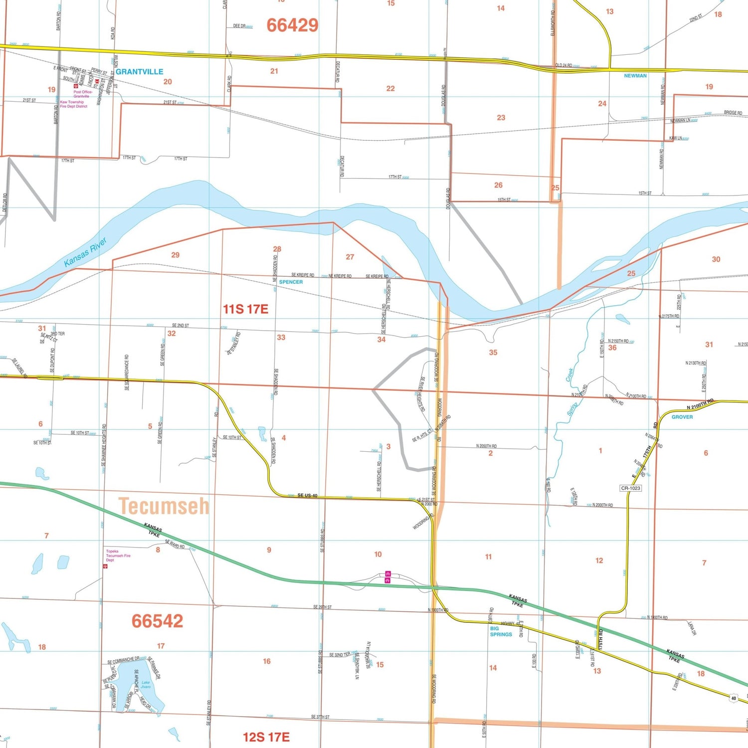 Topeka & Lawrence, KS Wall Map - Ultimate Globes - POD - KA - C - KS - TOPEKA - PAPER - Ultimate Globes