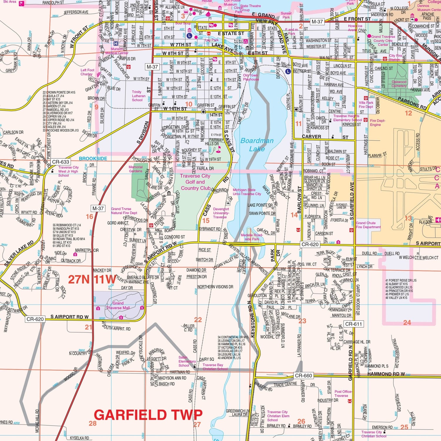 Traverse City & Grand Traverse County, MI Wall Map - Ultimate Globes - POD - KA - C - MI - TRAVERSECITY - PAPER - Ultimate Globes
