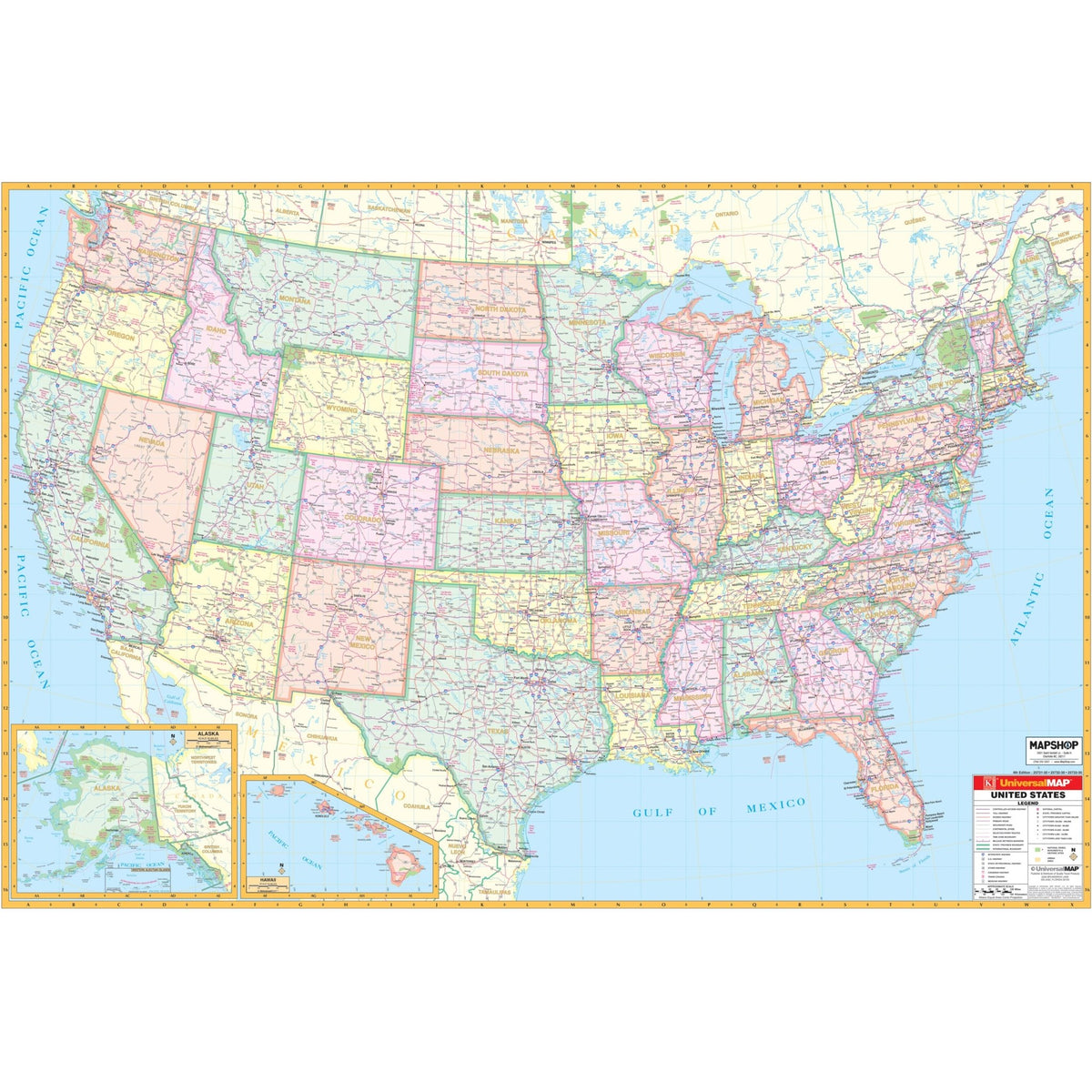 US Interstate Wall Map » Shop United States Wall Maps – Ultimate Globes