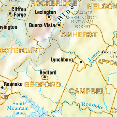 Virginia Shaded Relief State Wall Map - Ultimate Globes - POD - KA - S - VA - SHR - 38X29 - PAPER - Ultimate Globes