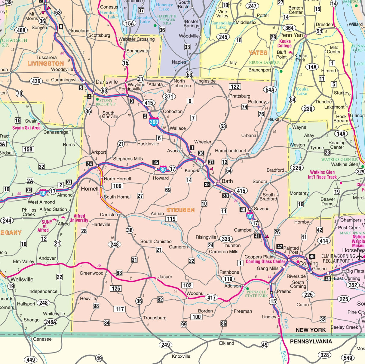 Western New York Regional Wall Map - Ultimate Globes - POD - KA - R - NY - WESTERN - PAPER - Ultimate Globes