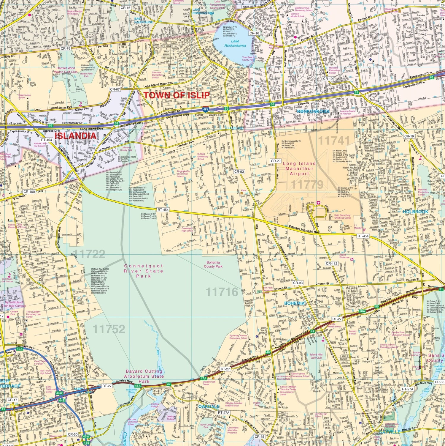 Western Suffolk County, NY Wall Map - Ultimate Globes - POD - KA - C - NY - SUFFOLKWEST - PAPER - Ultimate Globes