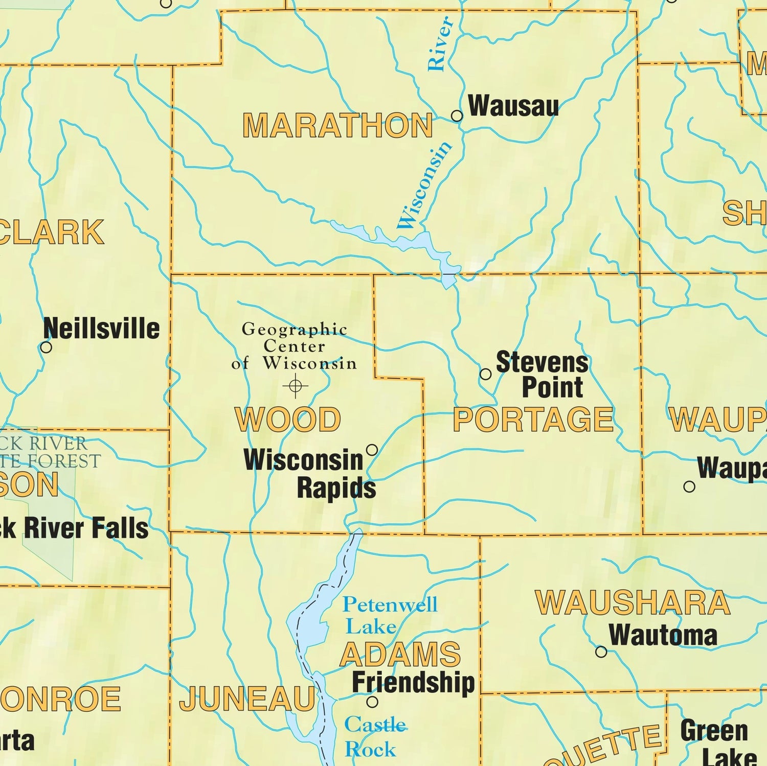 Wisconsin Shaded Relief State Wall Map - Ultimate Globes - POD - KA - S - WI - SHR - 31X38 - PAPER - Ultimate Globes