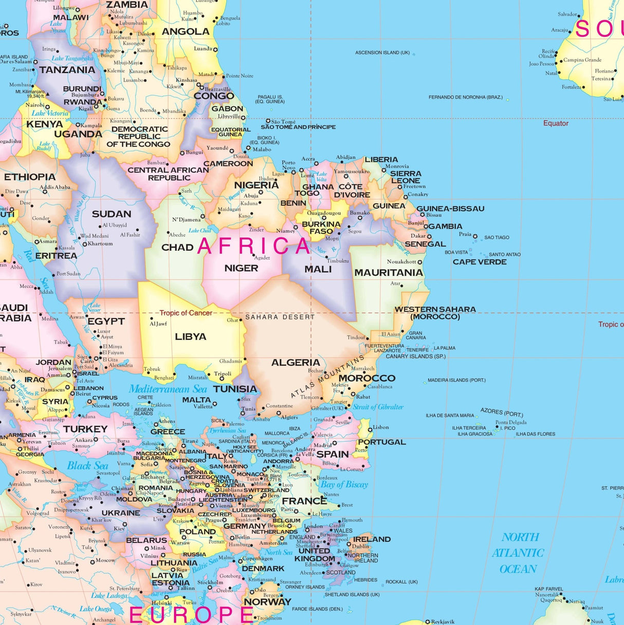 World Upside Down Wall Map - Ultimate Globes - POD - KA - WORLD - UPSIDEDOWN - PAPER - Ultimate Globes