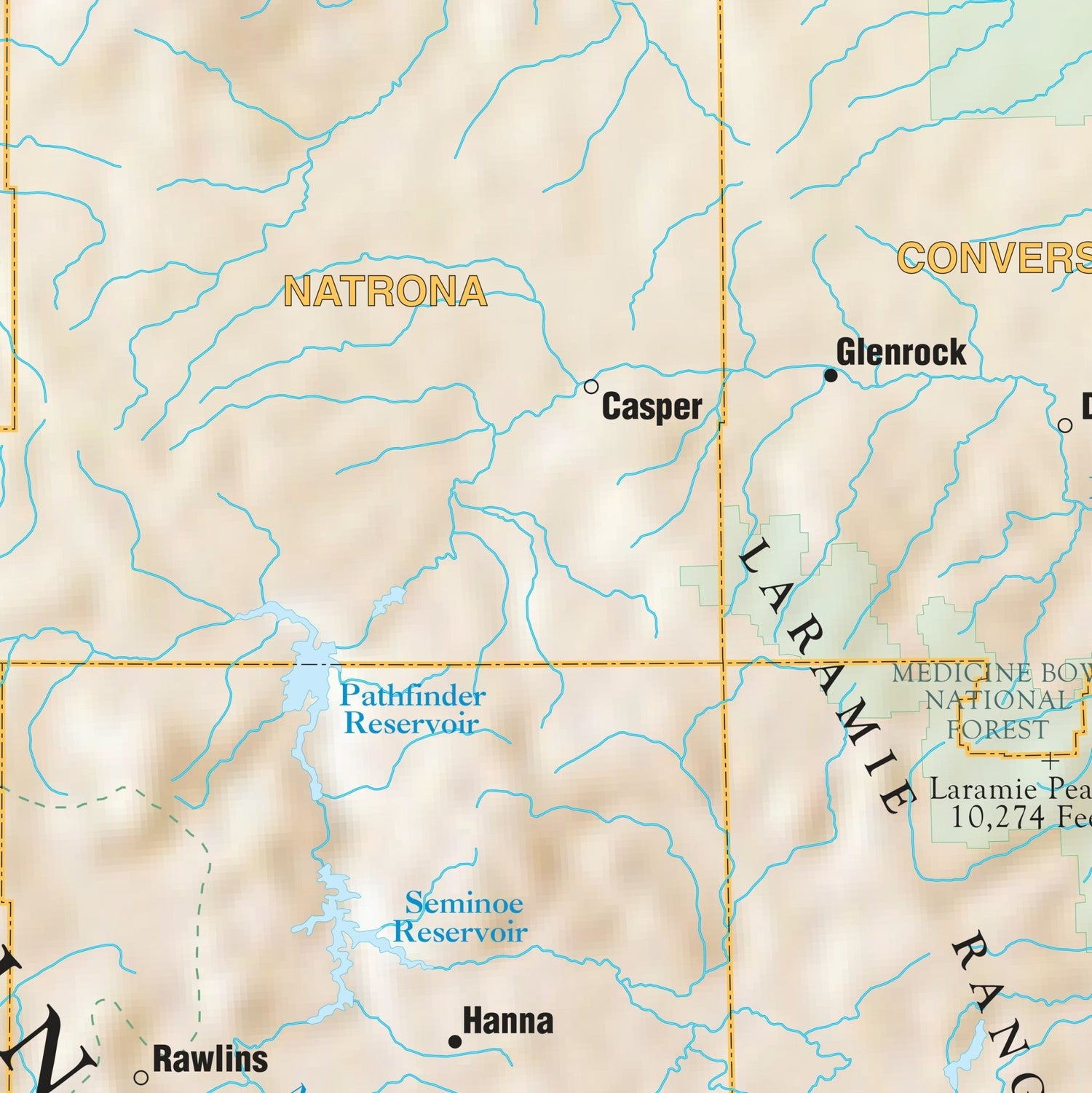 Wyoming Shaded Relief State Wall Map - Ultimate Globes - POD - KA - S - WY - SHR - 38X28 - PAPER - Ultimate Globes