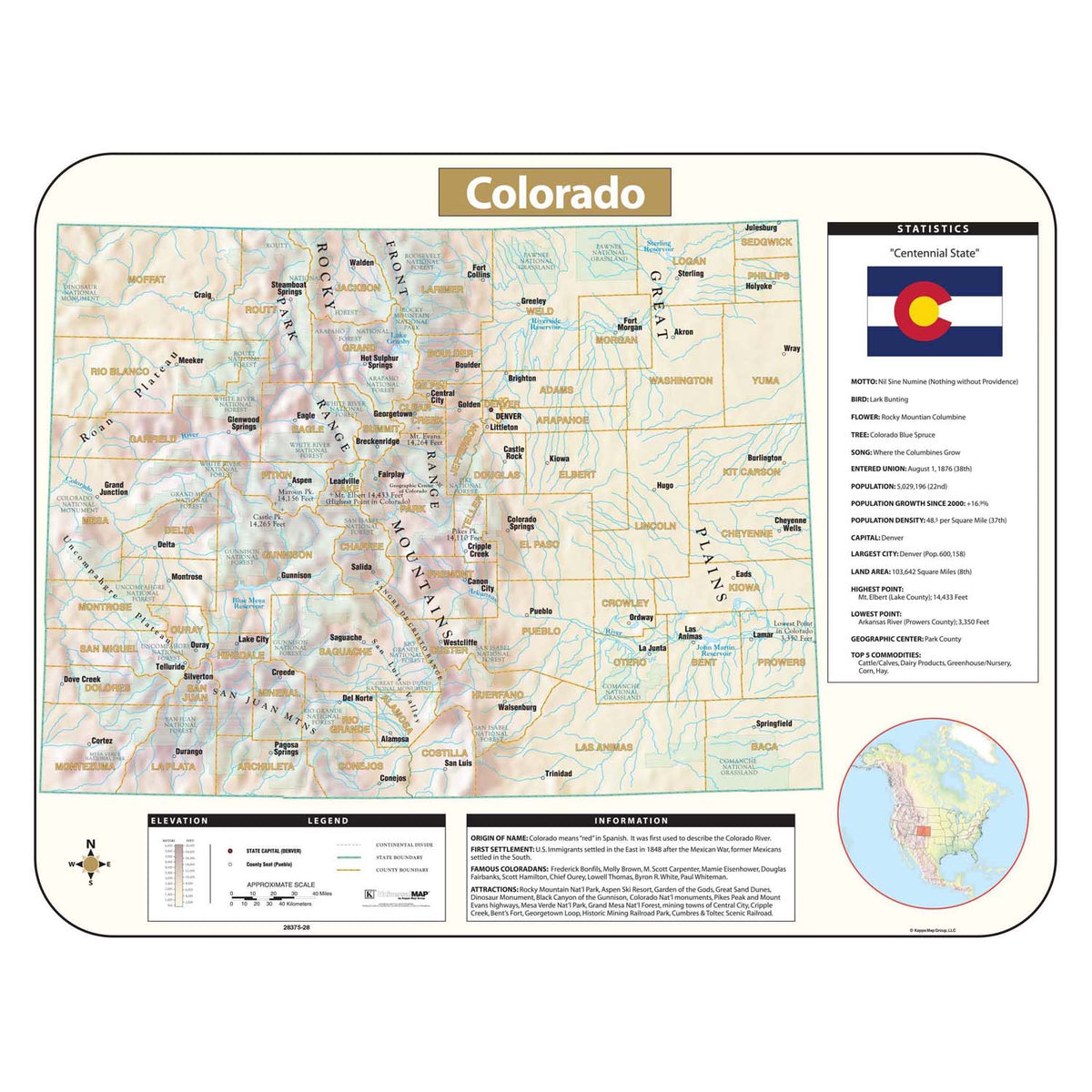 Colorado State Wall Maps | Office & Classroom | Ultimate Globes