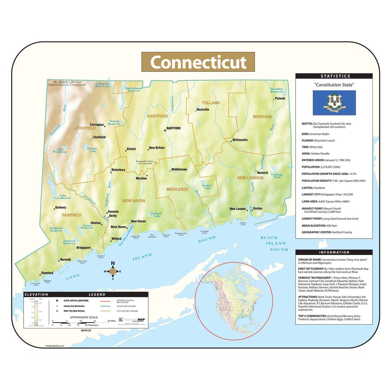 Connecticut Wall Maps - Ultimate Globes