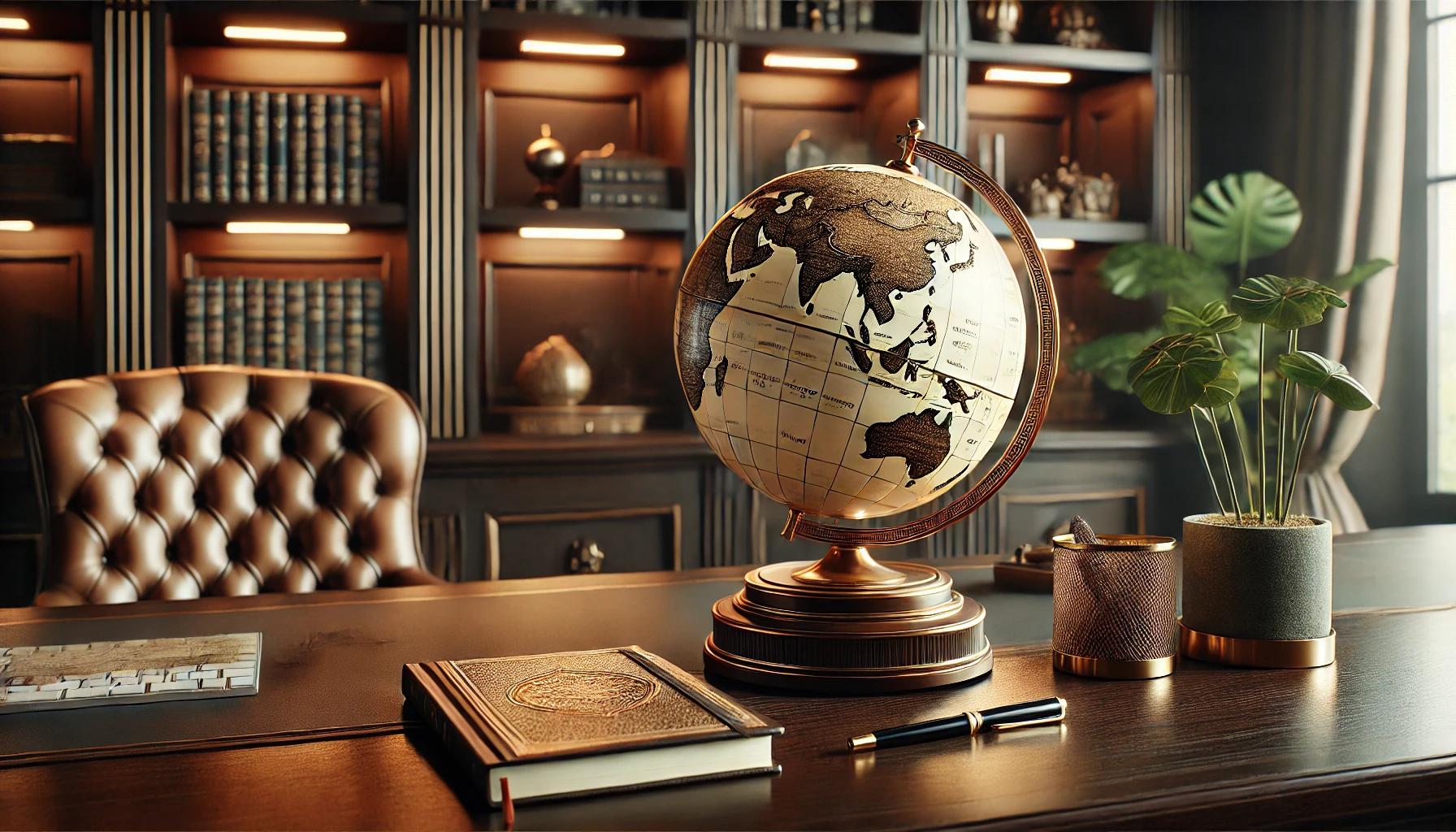 Cherry Wood online Office Table World Globe