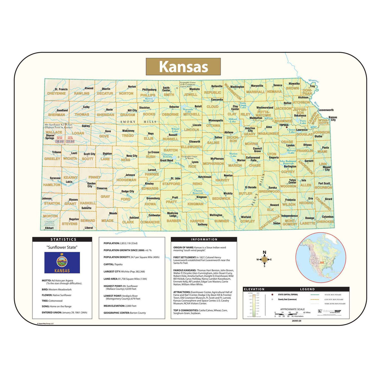 Kansas Wall Maps - Ultimate Globes