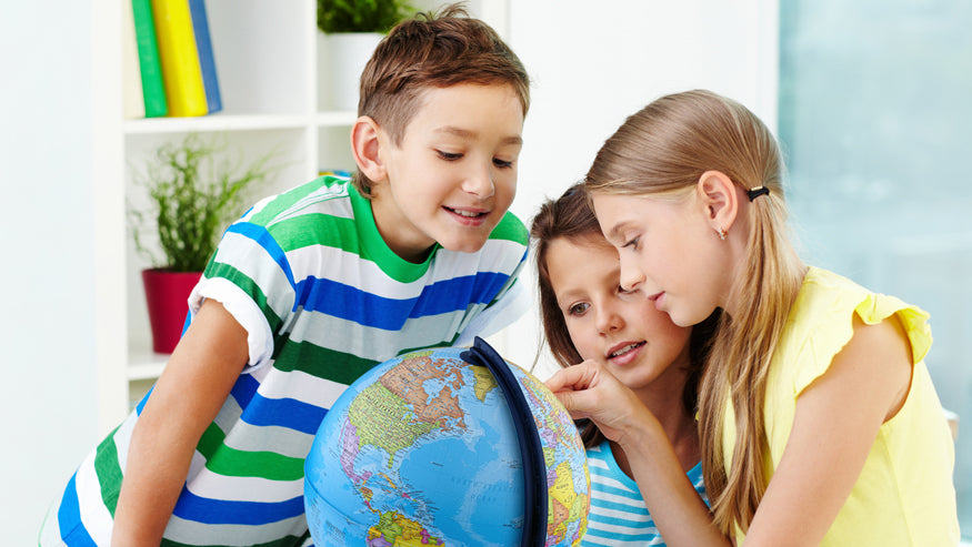 Kids Globes Shown with Child