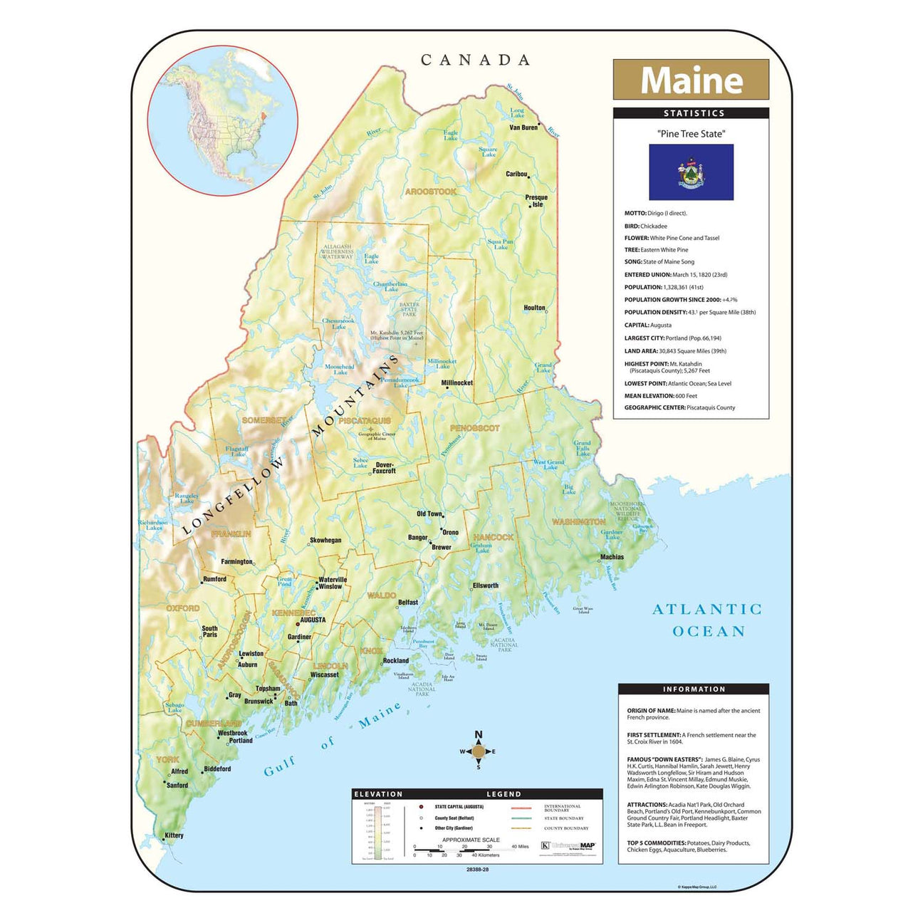 Maine Wall Maps - Ultimate Globes