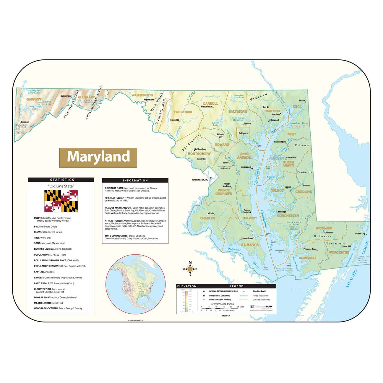 Maryland Wall Maps - Ultimate Globes