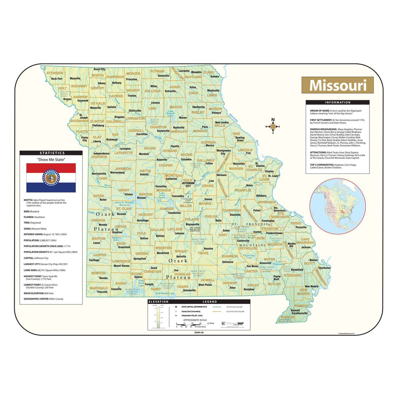 Missouri Wall Maps - Ultimate Globes