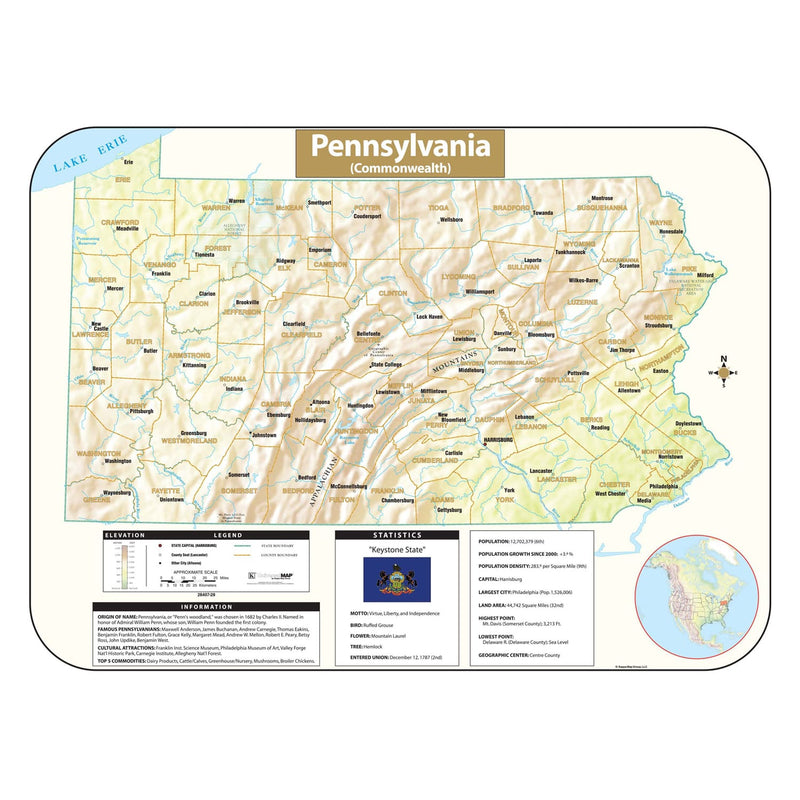 Pennsylvania State Wall Maps | Office & Classroom | Ultimate Globes