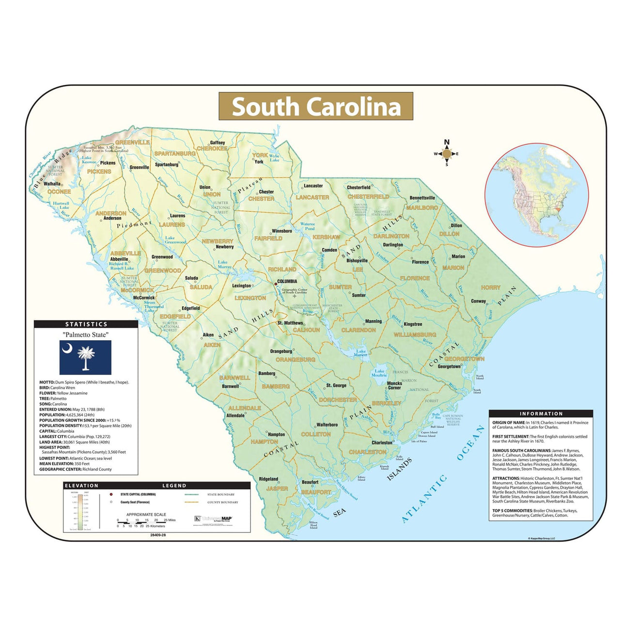 South Carolina Wall Maps - Ultimate Globes